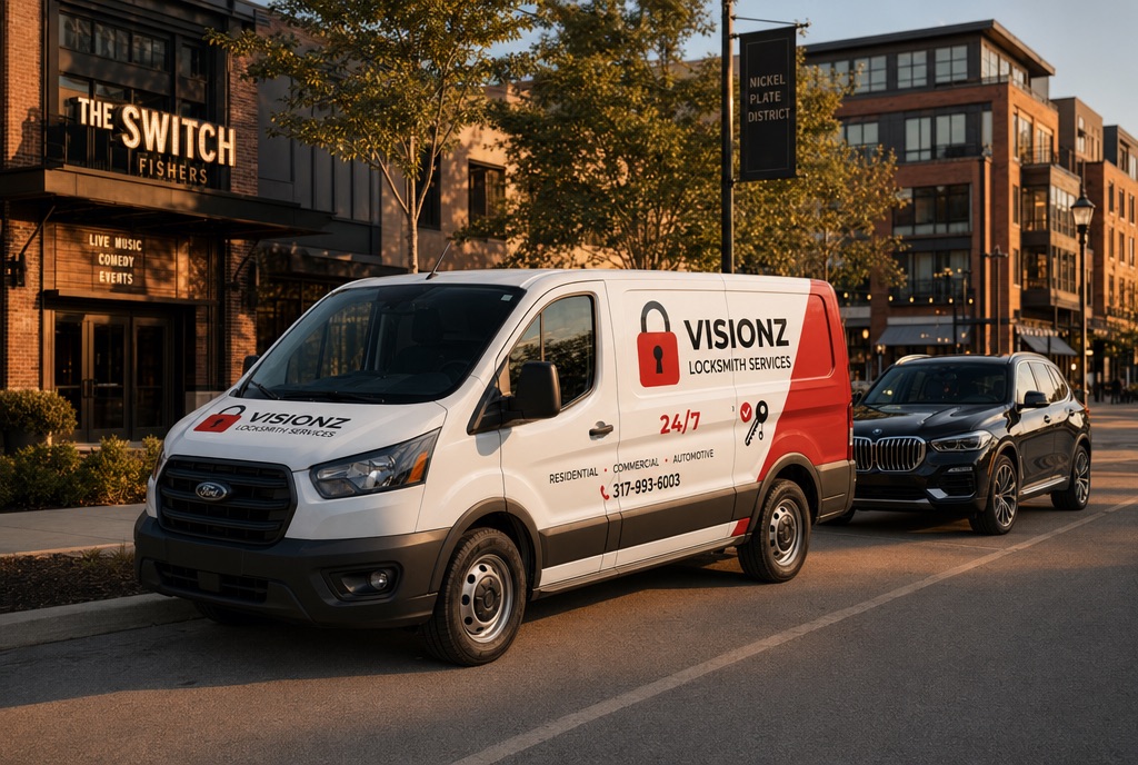 Visionz Locksmith van in Fishers, Indiana — Nickel Plate District service area