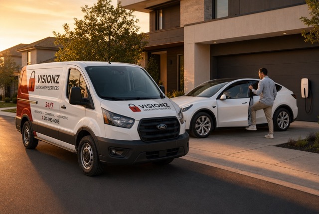 Visionz Locksmith mobile Tesla Model Y key card replacement service